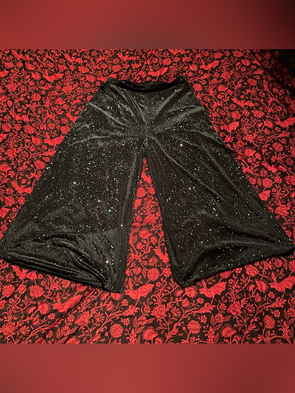 BlackMilk black velvet flare pants